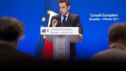 Nicolas Sarkozy au Conseil européen (4 février 2011) (AFP/ LIONEL BONAVENTURE)