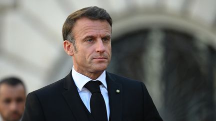 Le président de la République, Emmanuel Macron, le 26 septembre 2023 à la chambre des députés de Rome (Italie). (FILIPPO MONTEFORTE / AFP)