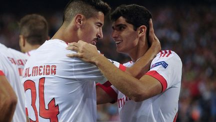 Le bonheur des joueurs de Benfica  (PEDRO ARMESTRE / AFP)