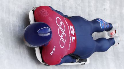 Le Britannique Dom Parsons s'entraîne pour l'épreuve de skeleton, à Pyeongchang (Corée du Sud), le 12 février 2018. (ARND WIEGMANN / REUTERS)