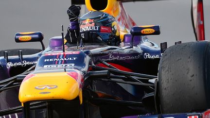 Sebastian Vettel (RedBull) a posé du début à la fin sa main sur le GP du Canada.  (EMMANUEL DUNAND / AFP)