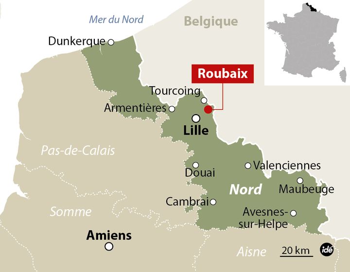 &nbsp; (Carte de localisation de Roubaix (Nord) © Idé)