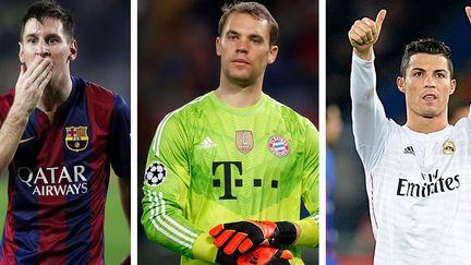 &nbsp; (Lionel Messi, Marcel Neuer et Cristiano Ronaldo, finalistes du Ballon d'Or 2014 © MaxPPP)