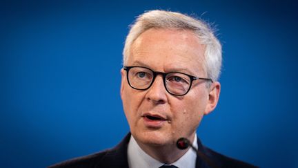 Le ministre de l'Economie, Bruno Le Maire, lors d'une conférence de presse de la présentation du budget 2024, le 27 septembre 2023 à Paris. (XOSE BOUZAS / HANS LUCAS / AFP)