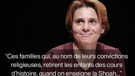 L'essayiste Caroline Fourest a &eacute;t&eacute; distingu&eacute;e dans la cat&eacute;gorie "Ils ont bien le droit de fantasmer", pour ces propos tenus sur LCP, le 3 f&eacute;vrier 2014. (MAXPPP)