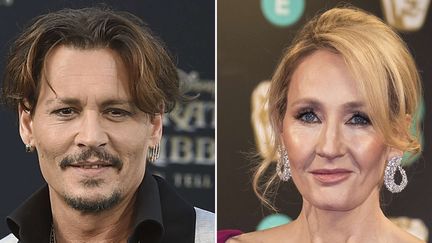 Johnny Depp le 18 mai 2017 à Los Angeles ; J.K. Rowling le 12 février 2017 à Londres
 (AP / Sipa)