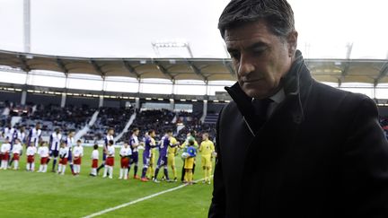 L'entraîneur de l'OM, Michel, lors d'un match face à Toulouse, le 13 janvier 2016 au Stadium. (PASCAL PAVANI / AFP)