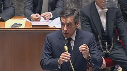 François Fillon, cet après-midi à l'Assemblée nationale. (FTV)