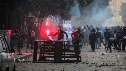 Des affrontement au Caire (Egypte), lors des c&eacute;l&eacute;brations du 3e anniversaire de la r&eacute;volution, le 25 janvier 2014. ( ANADOLU AGENCY / AFP)