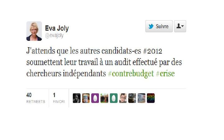 Capture d'écran du tweet d'Eva Joly mercredi 25 janvier (DR)