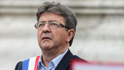 Jean-Luc Mélenchon, président du groupe de La France insoumise à l'Assemblée nationale, le 12 juillet 2017 lors d'une manifestation place de la République, à Paris.&nbsp; (JULIEN MATTIA / NURPHOTO)