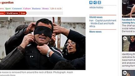 Capture d'écran du site du «Guardian» (16-4-2014) présentant la photo d'Arash Khamooshi (agence Isna). Le jeune Balal vient d'être gracié. (DR (capture d&#039;écran du Guardian))