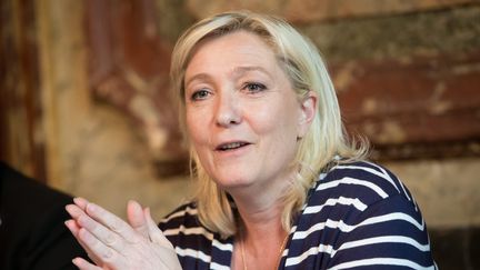 Marine Le Pen, lors d'une conf&eacute;rence de presse, &agrave; Paris, le 18 mai 2015. (MAXPPP)