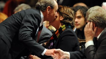 La rencontre entre Bertrand Delanoë et Martine Aubry au congrès de Reims le 16-11-2008 (© AFP - Denis Charlet)