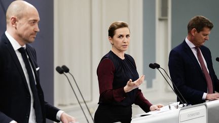 Le gouvernement danois fait un point sur la&nbsp;situation sanitaire, à Copenhague le 26 janvier 2022. (MADS CLAUS RASMUSSEN / RITZAU SCANPIX / AFP)