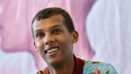 Stromae le 17 octobre lors de sa conférence de presse à Kigali, capitale du Rwanda.
 (Tony Karumba / AFP)