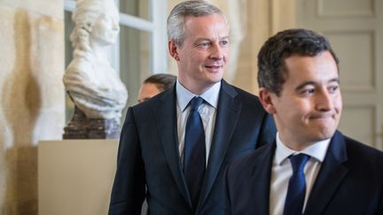 Bruno Le Maire, ministre de l'Economie et des Finances, et Gerald Darmanin, ministre de l'Action et des Comptes publics, le 27 septembre à l'Assemblée. (MAXPPP)