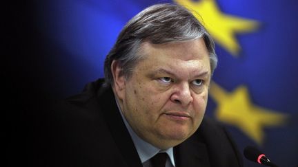 Le ministre des Finances grec Evangelos Venizelos lors d'une conf&eacute;rence de presse &agrave; Ath&egrave;nes (Gr&egrave;ce), le 9 mars 2012. (LOUISA GOULIAMAKI / AFP)