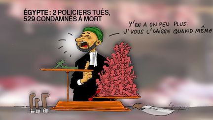 Le 24 mars 2014, le tribunal d'al-Minya, ville de moyenne-Egypte, a condamné à mort 529 partisans du président destitué Mohamed Morsi. Tous répondaient de violences ayant causé la mort de deux policiers et d'attaques contre des biens publics et privés.
Ce procès de masse s'est déroulé sur fond de répression des islamistes en Egypte. La quasi-totalité des dirigeants des Frères musulmans, déclarés organisation «terroriste» par le nouveau pouvoir, est actuellement derrière les barreaux et encourent la peine capitale. La décision de la justice égyptienne a déclenché un tollé international.

 (Franck Pucques)