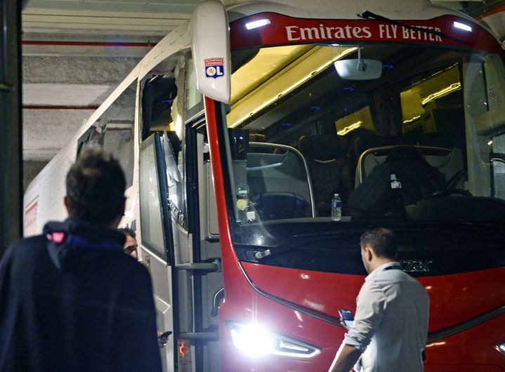 The Olympique Lyonnais bus in Marseille before the 10th day of Ligue 1, October 30, 2023. (MAXPPP)