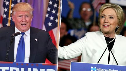 Donald Trump et Hillary Clinton au soir du "Super Tuesday", le 1er mars 2016. (AFP / FRANCETV INFO)