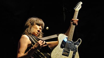 Chrissie Hynde, la chanteuse et guitariste des Pretenders, sur scène à Stuttgart (Allemagne) le 21 juin 2009. (MARIJAN MURAT / DPA / AFP)