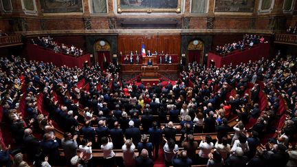 Emmanuel Macron, lors du précédent Congrès, le 3 juillet 2017, à Versailles (Yvelines). (ERIC FEFERBERG / AFP)