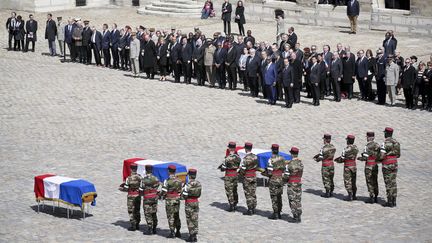 Hommage&nbsp;à trois militaires tués au Mali,&nbsp;Mickaël Poo-Sing, Damien Noblet et&nbsp;Mickaël Chauvin, aux Invalides, le 20 avril 2016. (MAXPPP)