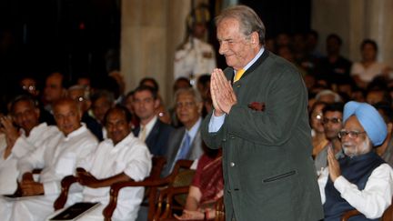 L'écrivain français Dominique Lapierre, le 5 mai 2008 à New Delhi (Inde). (PRAKASH SINGH / AFP)