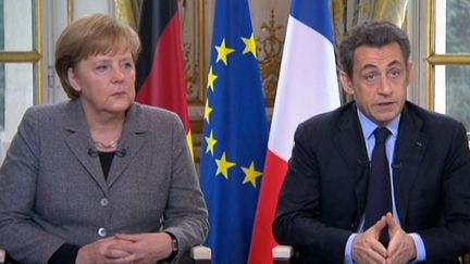 Angela Merkel et Nicolas Sarkozy lors d'un l'entretien télévisé (FTV)