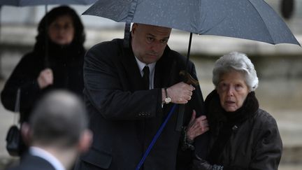 Raymonde Bocuse, aux obsèque de son époux Paul Bocuse, à la Cathédrale Saint-Jean de Lyon (Rhône), le 26 janvier 2018.&nbsp; (JEFF PACHOUD / AFP)