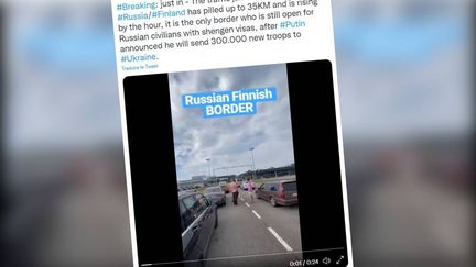 La vidéo censée montrer des kilomètres de bouchons à la frontière russo-finlandaise, sur YouTube (CAPTURE D'ECRAN)