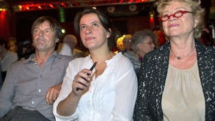 Nicolas Hulot (g), Cécile Duflot (c) et Eva Joly participent aux Etats généraux du nucléaire, le 21 mai 2011 à Paris. (AFP - Bertrand Langlois)