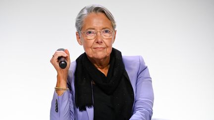 Elisabeth Borne, députée et ancienne Premier ministre à Blois, le 23 mars 2024. (SEBASTIEN SALOM-GOMIS / AFP)