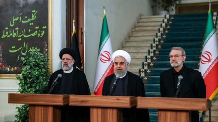 Le président iranien Hassan Rohani&nbsp;fait un discours à Teheran, le 4 septembre 2019. (IRANIAN PRESIDENCY / AFP)