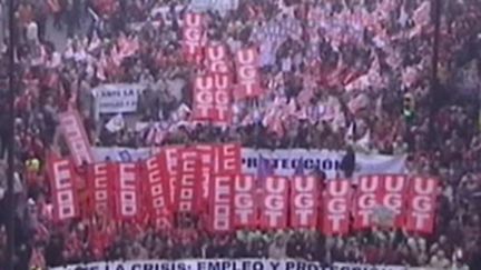 Manifestation en Espagne pour le pouvoir d'achat (janvier 2009) (© France 2)