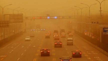 Une tempête de sable à Pékin (Chine) le 15 mars 2021 (JASON FAN / MAXPPP)