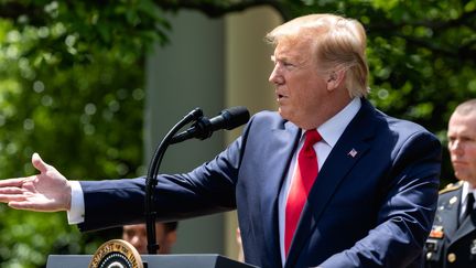 Le président américain Donald Trump s'exprime depuis la Maison Blanche, à Washington, le 6 mai 2019. (CHERISS MAY / NURPHOTO / AFP)