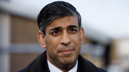 Le Premier ministre britannique Rishi Sunak dans l'Essex, le 16 février 2024. (DAN KITWOOD / POOL / AFP)