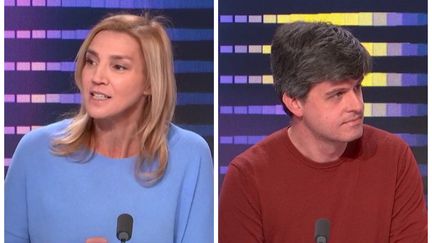 Agnès Evren et Gaspard Koenig étaient invités du 8h30 franceinfo samedi 19 février 2022. (FRANCEINFO / RADIOFRANCE)