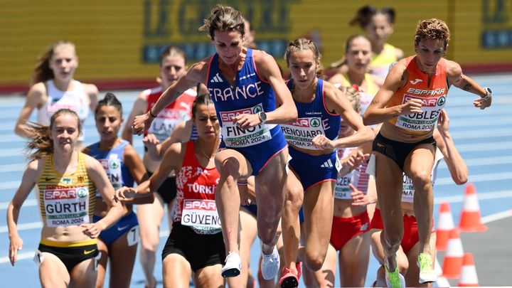 La Française Alice Finot, en séries du 3000 m steeple, le 7 juin 2024, aux championnats d'Europe de Rome. (MILLEREAU PHILIPPE / KMSP)