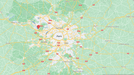 Capture d'écran de Google Maps pointant la ville de Poissy (Yvelines) où  a été tué Olivio Gomes, en octobre 2020, lors d'un contrôle de police. (GOOGLE MAPS)