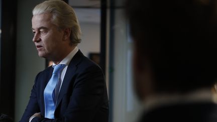 Geert Wilders, leader of the Dutch Freedom Party (PVV), on November 29, 2023 in The Hague (Netherlands).  (FAROUK BATICHE / ANADOLU VIA ADP)