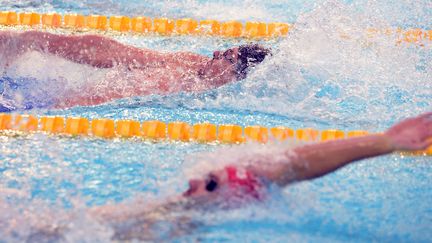 Jérémy Stravius et Camille Lacourt rêvent de rééditer l'exploit de 2011  (JEAN-PIERRE MULLER / AFP)