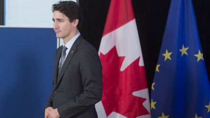 Justin Trudeau, Premier ministre du Canada est venu signer le Ceta à Bruxelles, le 30 octobre 2016. (THIERRY MONASSE / POOL)