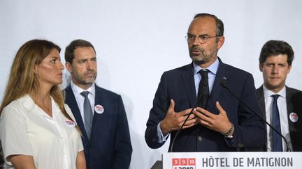 Le Premier ministre, Edouard Philippe, annonce des mesures pour lutter contre les violences conjugales, le 3 septembre 2019 à Matignon. (ERIC FEFERBERG / AFP)