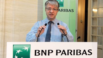 Le directeur g&eacute;n&eacute;ral de la BNP Jean-Laurent Bonnaf&eacute;, le 24 mars 2014 au si&egrave;ge de la banque &agrave; Paris.&nbsp; (ERIC PIERMONT / AFP)