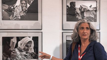 A Visa pour l'image (Perpignan), Marie Dorigny présente ses photo de femmes réfugiées
 (Raymond Roig / AFP)