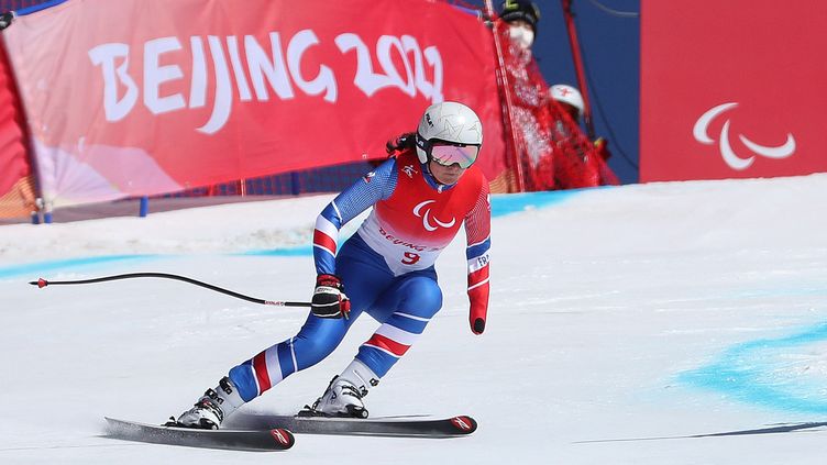 La Française Marie Bochet lors de la descente le samedi 5 mars 2022 (AGENCE KMSP / KMSP)