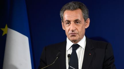 Nicolas Sarkozy reconnaît sa défaite au premier tour de la primaire à droite, le 20 novembre 2016, à Paris. (ERIC FEFERBERG / AFP)